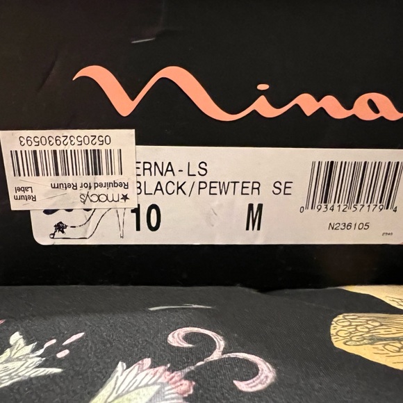 Last Chance!! PERFECT EVENING SHOE! Nina New York Pewter/Black heels, Sz 10 - Picture 6 of 6